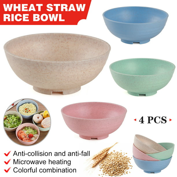 4 Pcs Eco-Friendly Wheat Straw Colorful Rice Bowls Set for Soup Popcorn Fruit